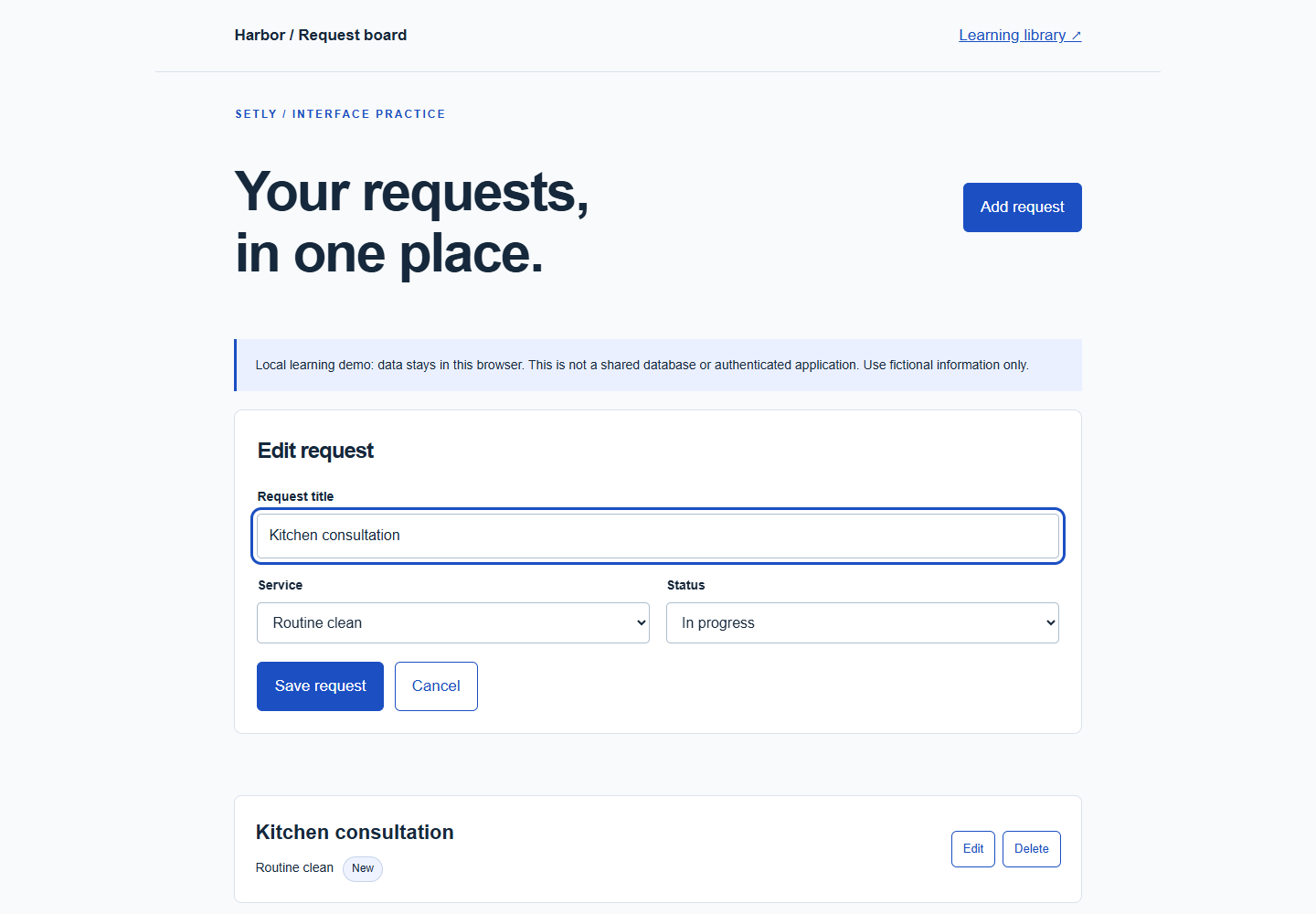 Open a request for editing